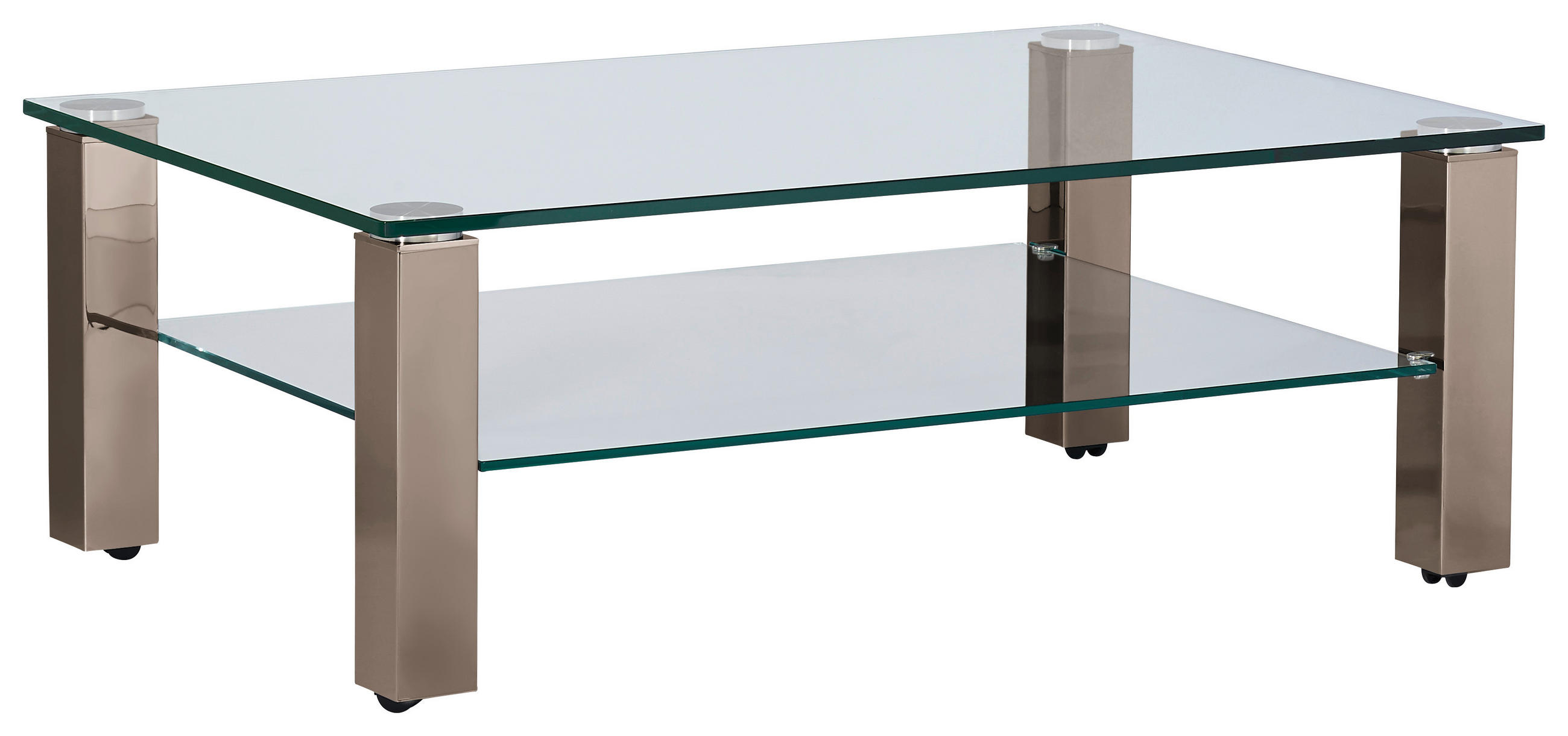 COUCHTISCH in Metall, Glas 110/70/42,5 cm  - Beige/Grau, Design, Glas/Kunststoff (110/70/42,5cm)