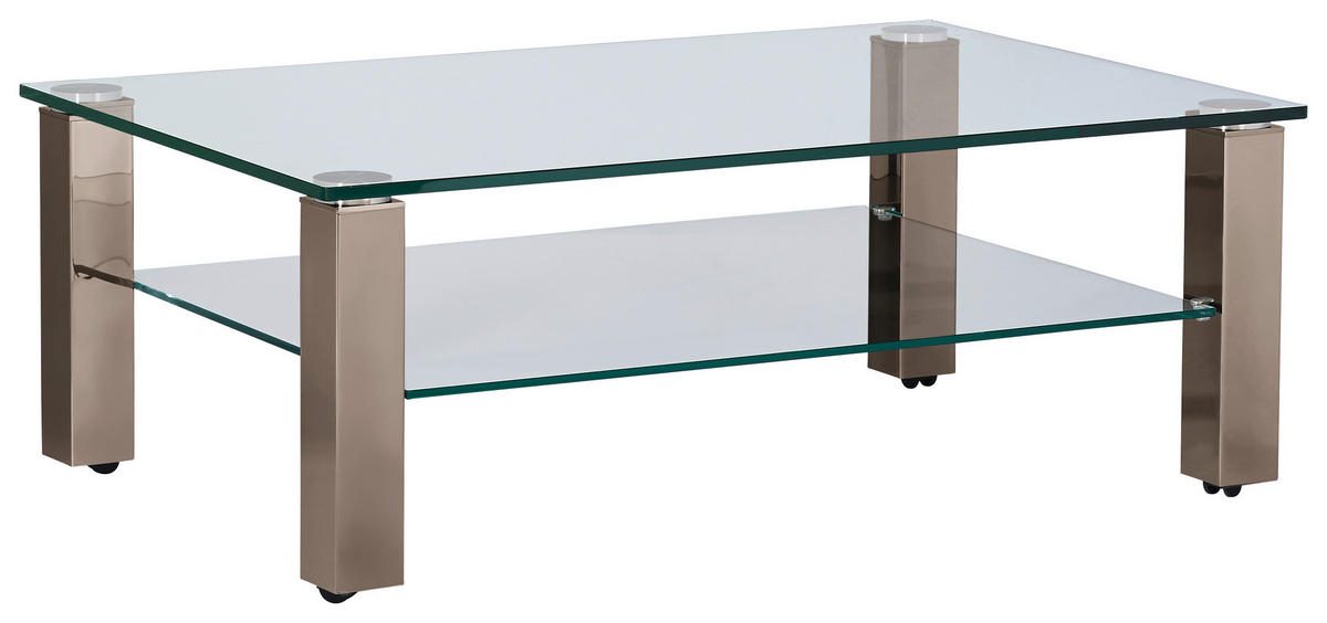 COUCHTISCH in Metall, Glas 110/70/42,5 cm  - Beige/Grau, Design, Glas/Kunststoff (110/70/42,5cm)
