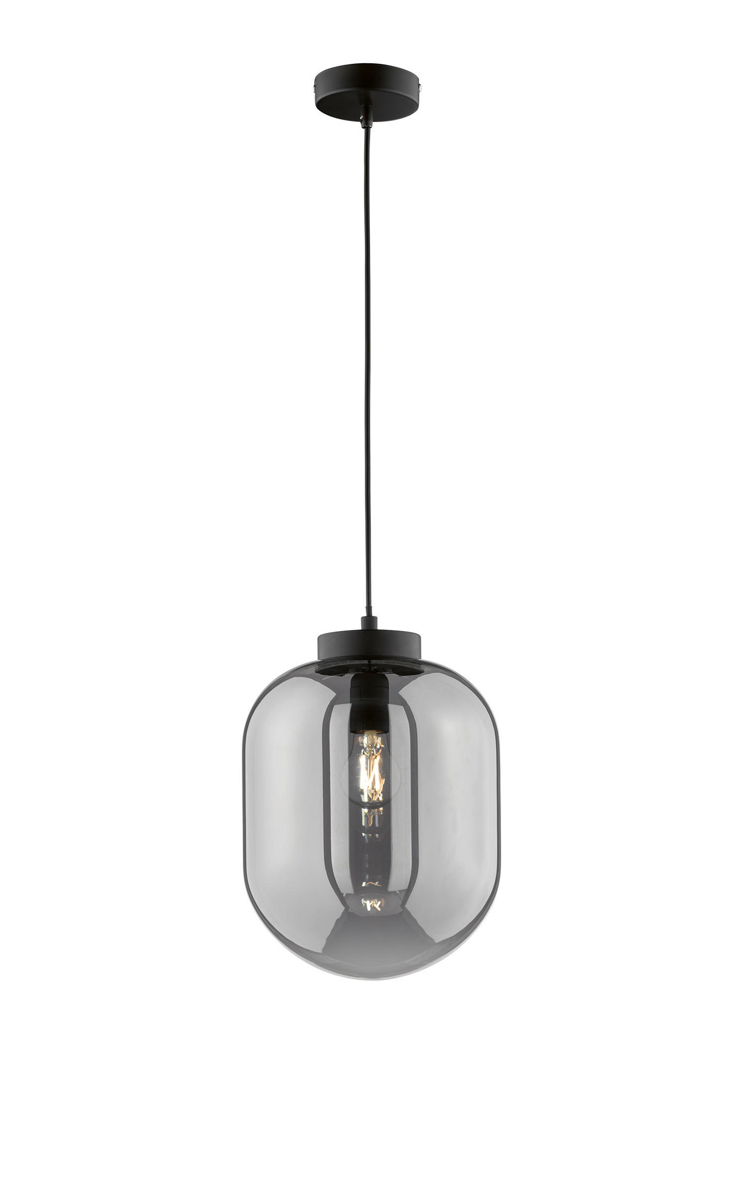 HÄNGELEUCHTE 24/140 cm    - Schwarz, Design, Glas/Metall (24/140cm) - Fischer & Honsel