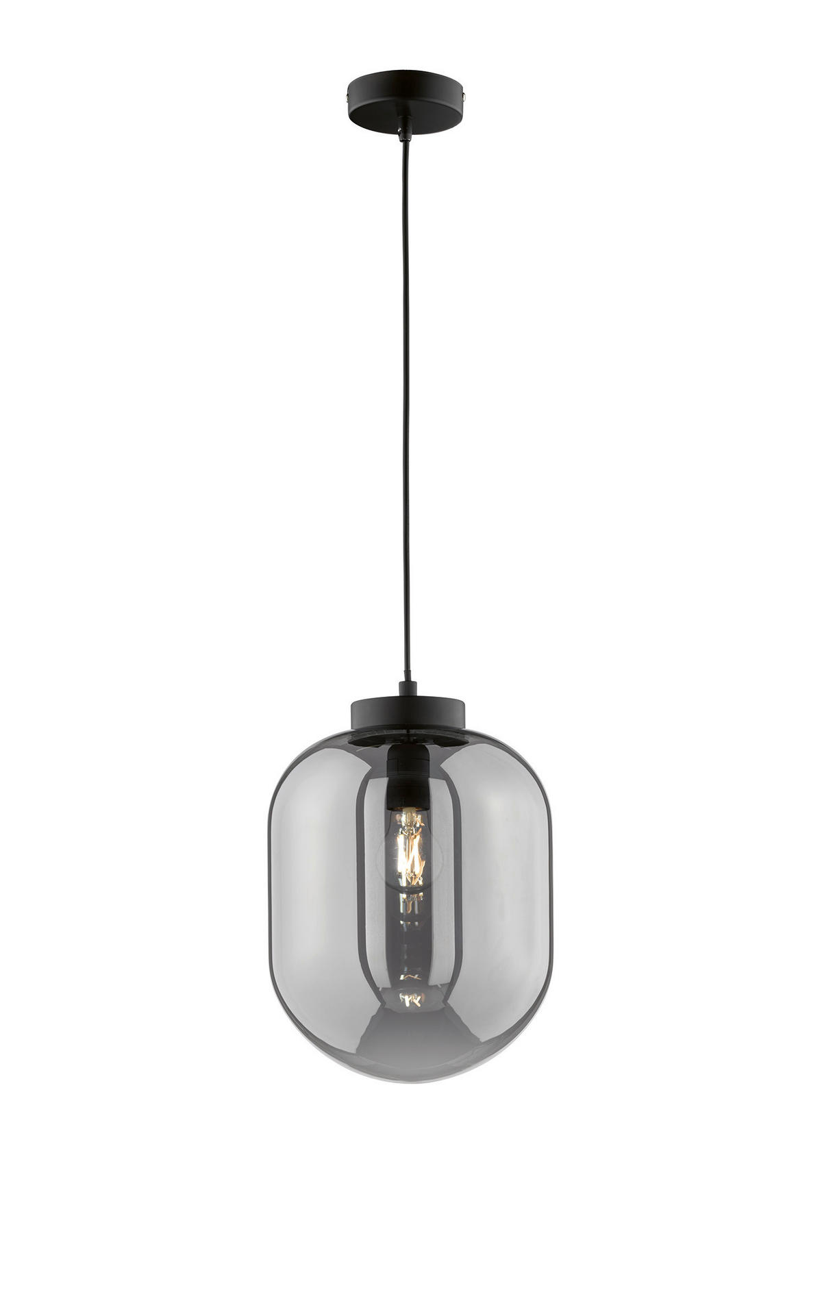 HÄNGELEUCHTE 24/140 cm    - Schwarz, Design, Glas/Metall (24/140cm) - Fischer & Honsel