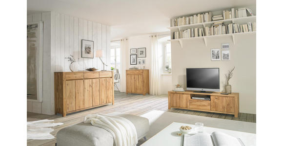 KOMMODE Wildeiche, Kerneiche massiv geölt Eichefarben - Eichefarben, KONVENTIONELL, Holz (64,3/103,5/40cm) - Linea Natura