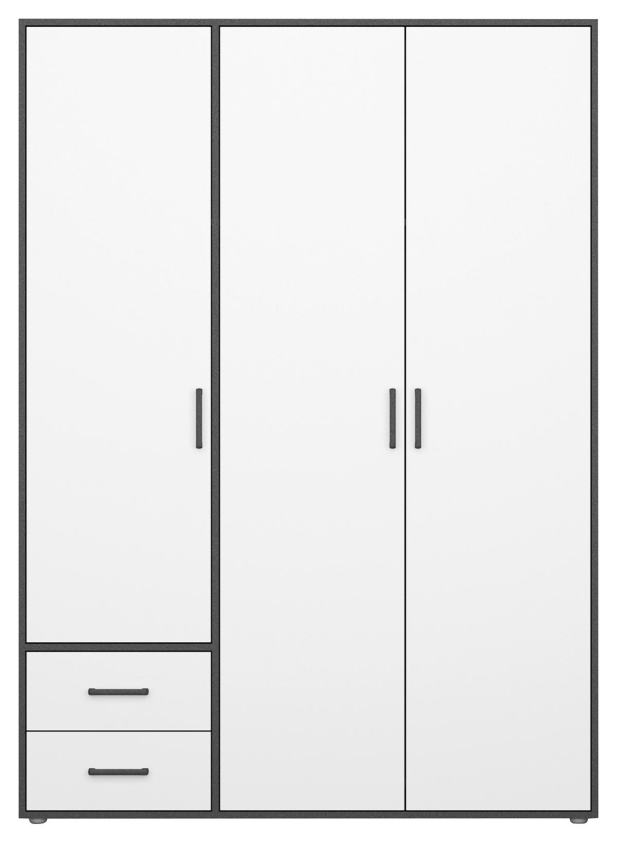 NYÍLÓAJTÓS SZEKRÉNY szürke, fehér  - fehér/szürke, Modern, műanyag/faalapú anyag (140/194/53cm) - Rauch Möbel