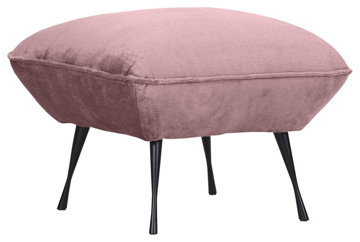 HOCKER in Textil Rosa  - Schwarz/Rosa, Konventionell, Textil/Metall (60/49/53cm) - MID.YOU
