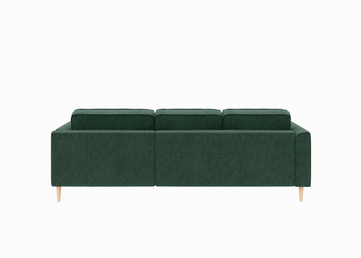 ECKSOFA  in Cord Dunkelgrün  232/161 cm  - Dunkelgrün/Buchefarben, MODERN, Holz/Textil (232/161cm) - Trendmanufaktur