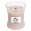 DIŠEČA SVEČA - bež, Basics, steklo/les (10/11/10cm) - WoodWick