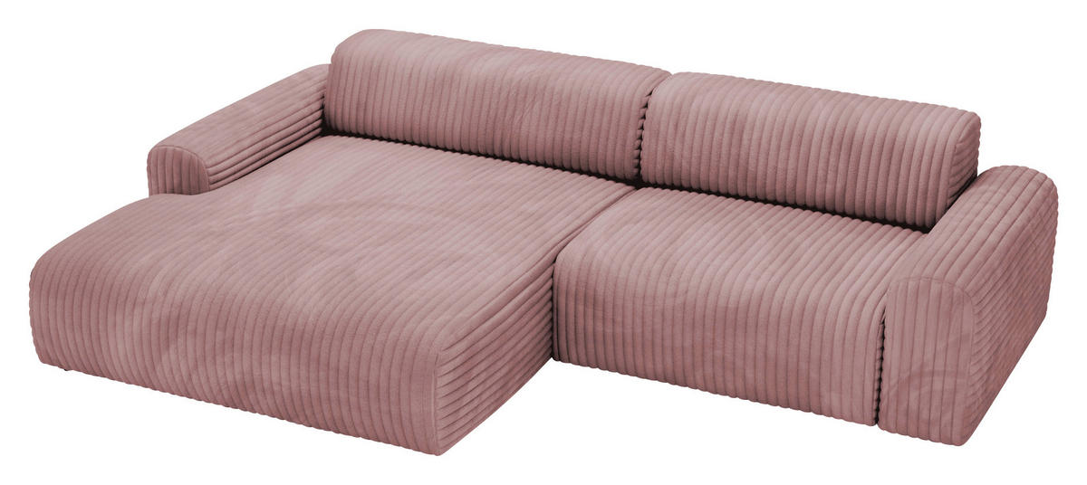 ECKSOFA Altrosa Cord  - Schwarz/Altrosa, Design, Kunststoff/Textil (178/292cm) - home24