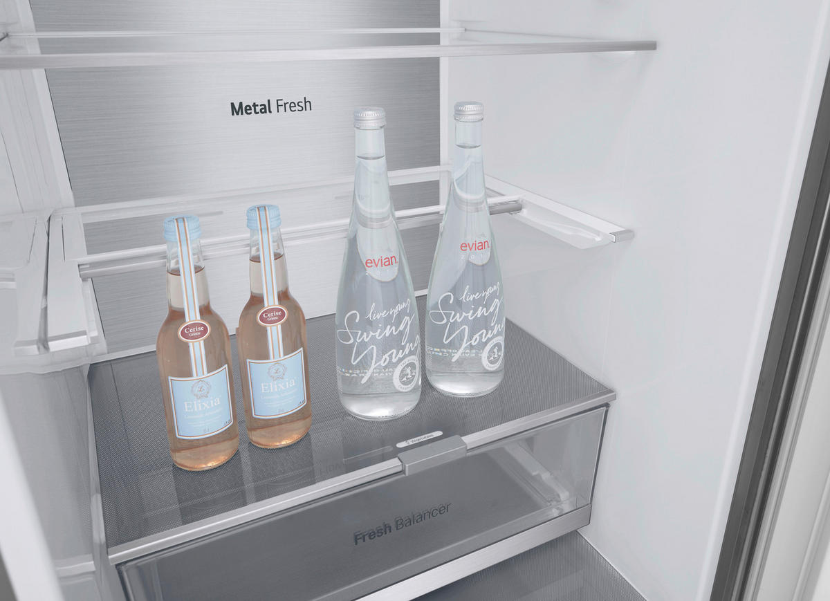 KÜHL-GEFRIER-KOMBINATION 59.5/203/75 cm GBV7270CPY  - Edelstahlfarben, Trend, Glas/Kunststoff (59.5/203/75cm) - LG