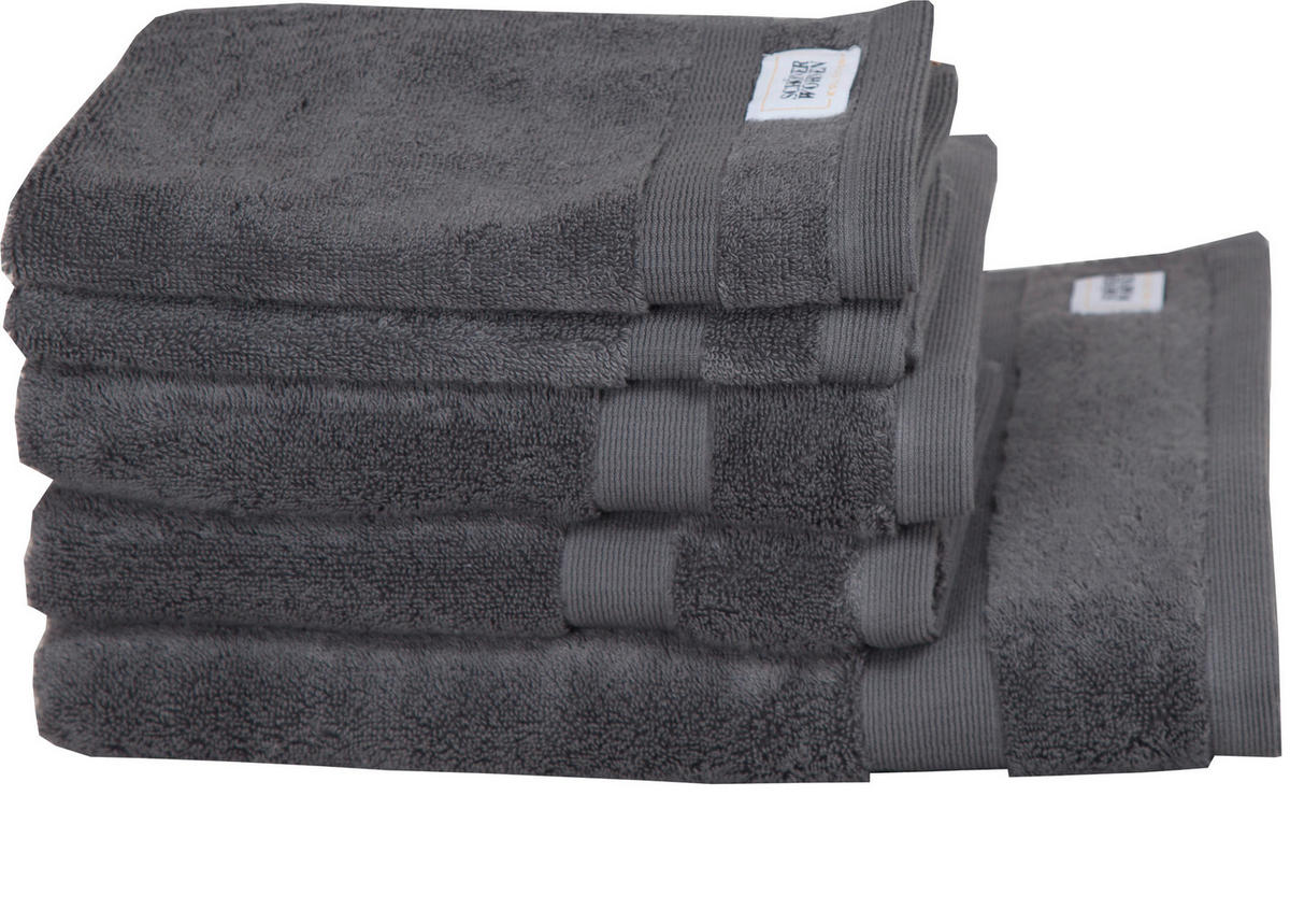 FROTTIERSET SW-Cuddly Anthrazit 5-teilig  - Anthrazit, Basics, Textil - Schöner Wohnen