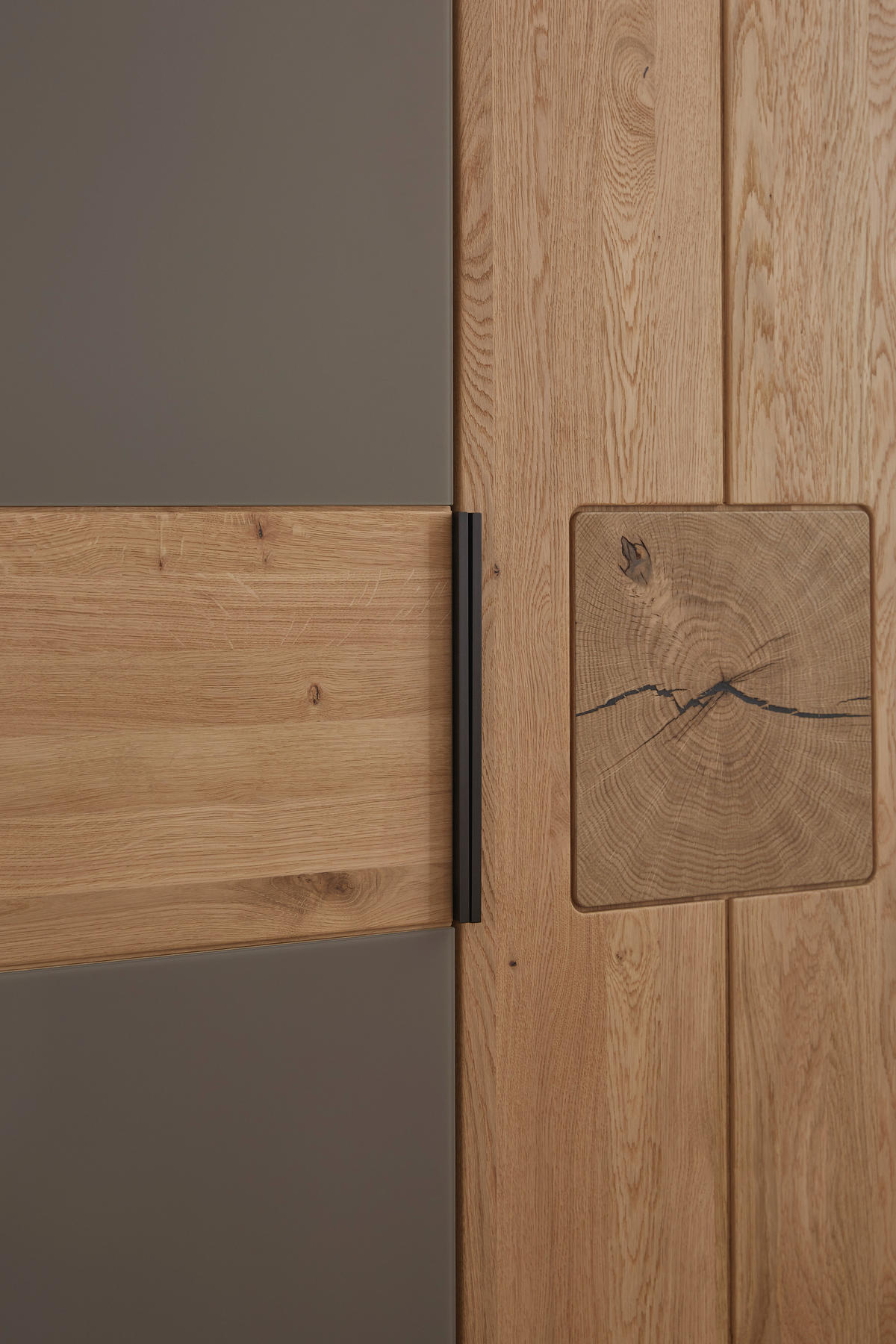 SCHLAFZIMMER Grau, Eichefarben  - Eichefarben/Grau, Design, Glas/Holz (180/200cm) - Valnatura