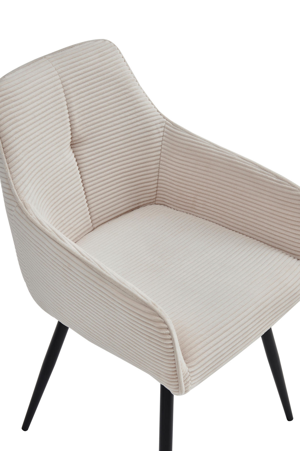 ARMLEHNSTUHL-SET 2 Stück  in Stahl Mikrofaser, Feincord  - Beige/Schwarz, MODERN, Textil/Metall (55/85/61cm) - MID.YOU