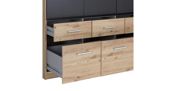 KLEIDERSCHRANK 181/197/54 cm 4-türig Dunkelgrau, Eiche Artisan - Dunkelgrau/Silberfarben, Design, Holzwerkstoff/Kunststoff (181/197/54cm) - Carryhome