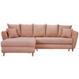 ECKSOFA Rosa Cord  - Eichefarben/Rosa, KONVENTIONELL, Holz/Textil (284/162cm) - Carryhome