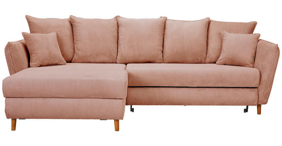 ECKSOFA in Cord Rosa 162/284 cm - Eichefarben/Rosa, KONVENTIONELL, Holz/Textil (162/284cm) - Carryhome