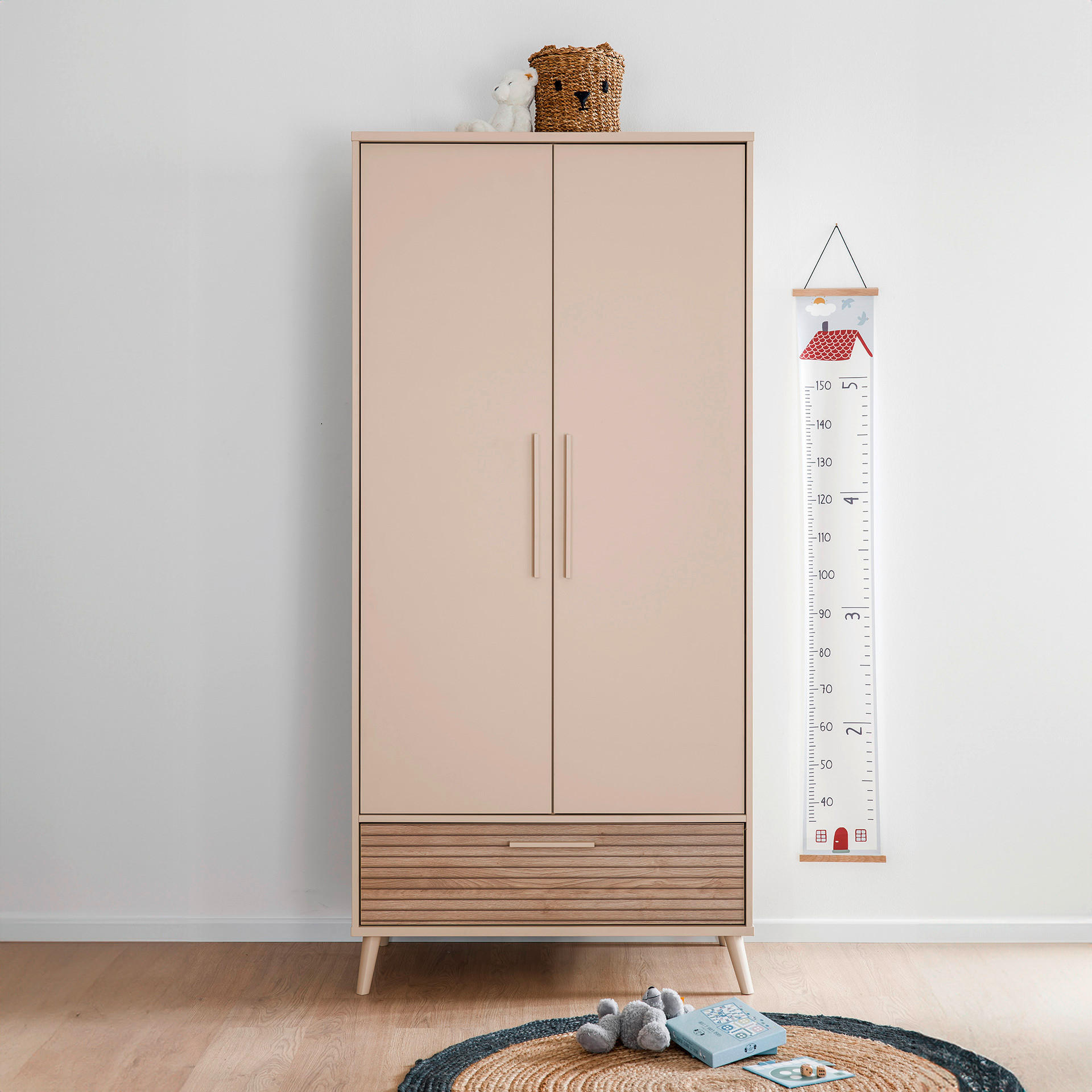BABYKLEIDERSCHRANK Eefje Beige, Eichefarben  - Eichefarben/Beige, Basics, Holzwerkstoff (94,8/203,5/57,1cm) - Paidi