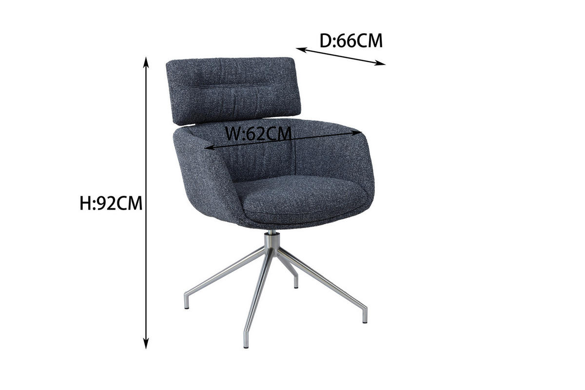 ARMLEHNSTUHL  Sitzfläche 360° drehbar, automatische Rückholfunktion Webstoff  Edelstahlfarben, Dunkelgrau  - Edelstahlfarben/Dunkelgrau, Design, Textil/Metall (62/92/66cm) - Dieter Knoll