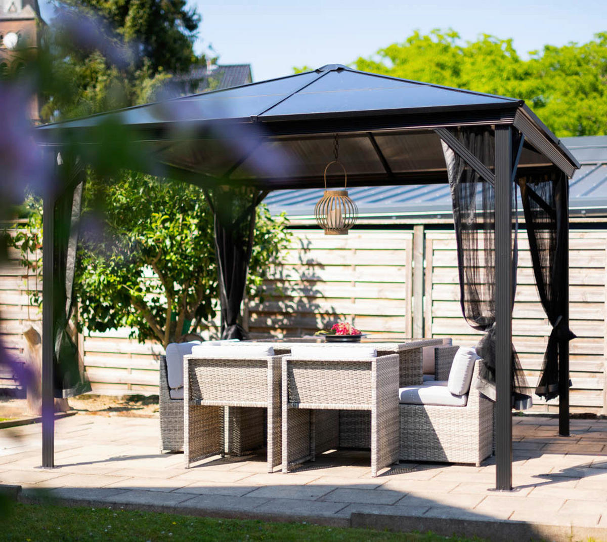 PAVILLON 298/261/298 cm Aluminium  - Anthrazit, Basics, Kunststoff/Metall (298/261/298cm) - Ambia Garden