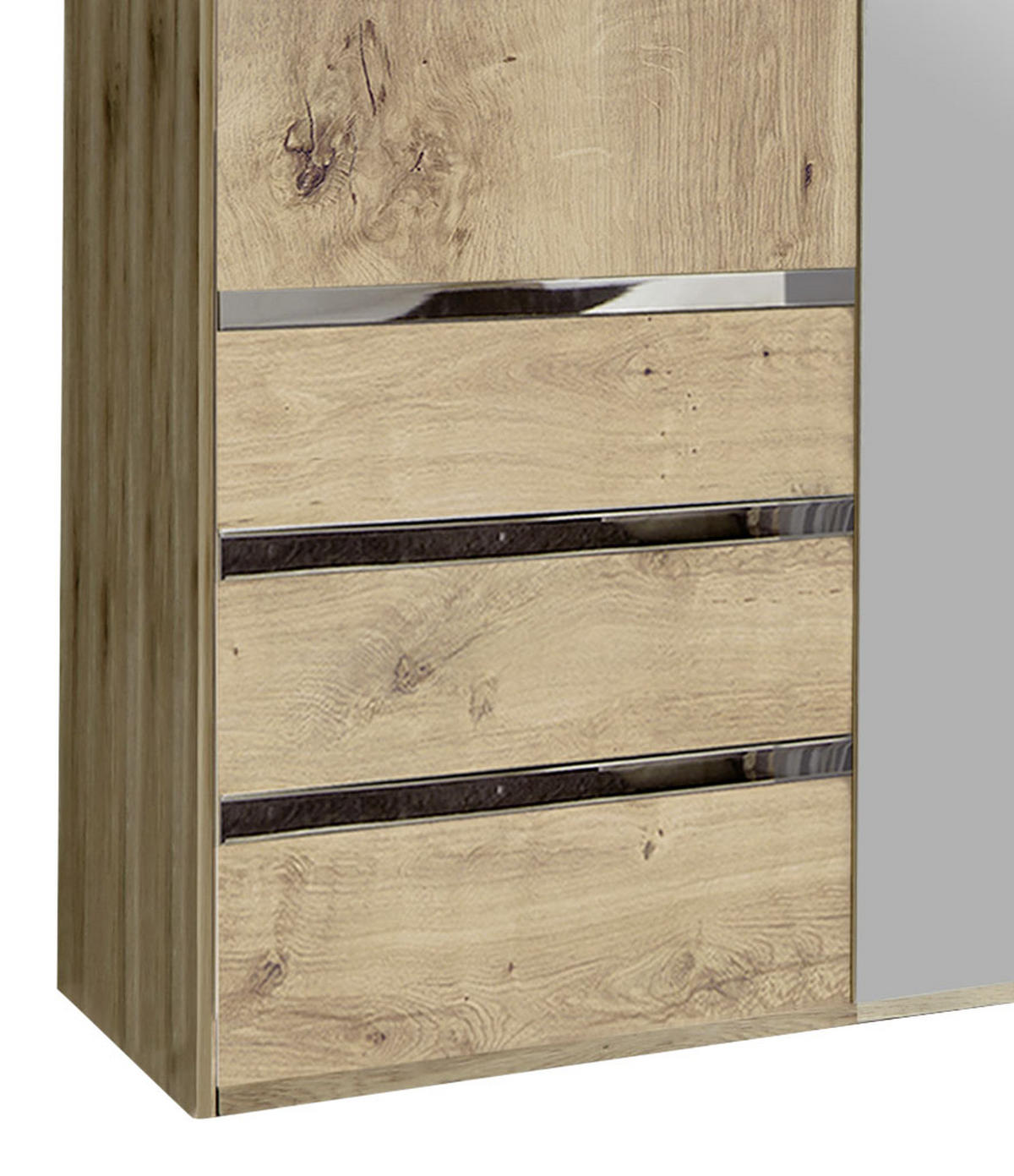 DREHTÜRENSCHRANK in Silberfarben, Eichefarben  - Chromfarben/Eichefarben, Modern, Glas/Holzwerkstoff (150/216/58cm) - MID.YOU