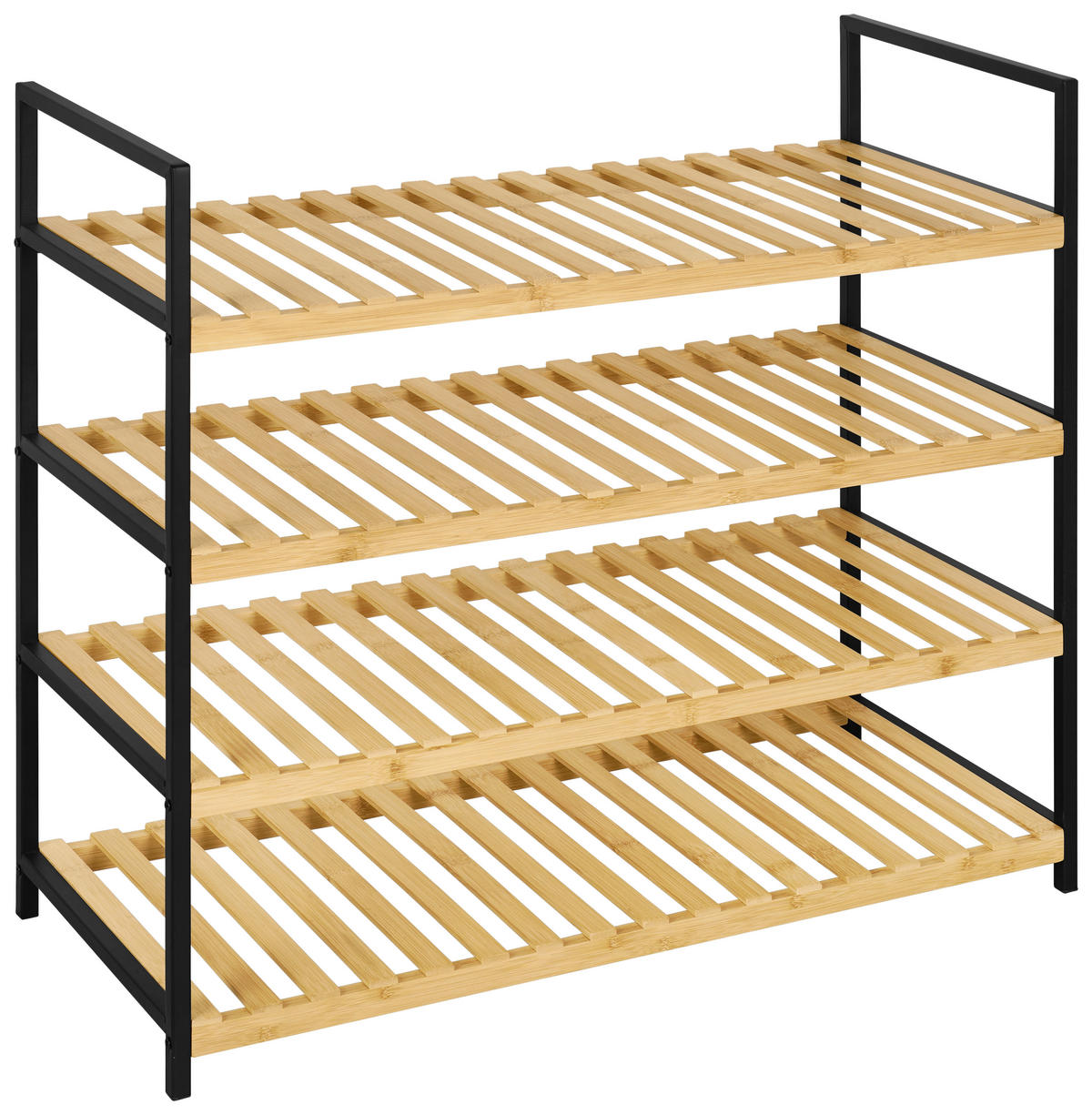 SCHUHREGAL Naturfarben, Schwarz  - Schwarz/Naturfarben, Basics, Naturmaterialien/Metall (70/64,5/30cm) - Carryhome