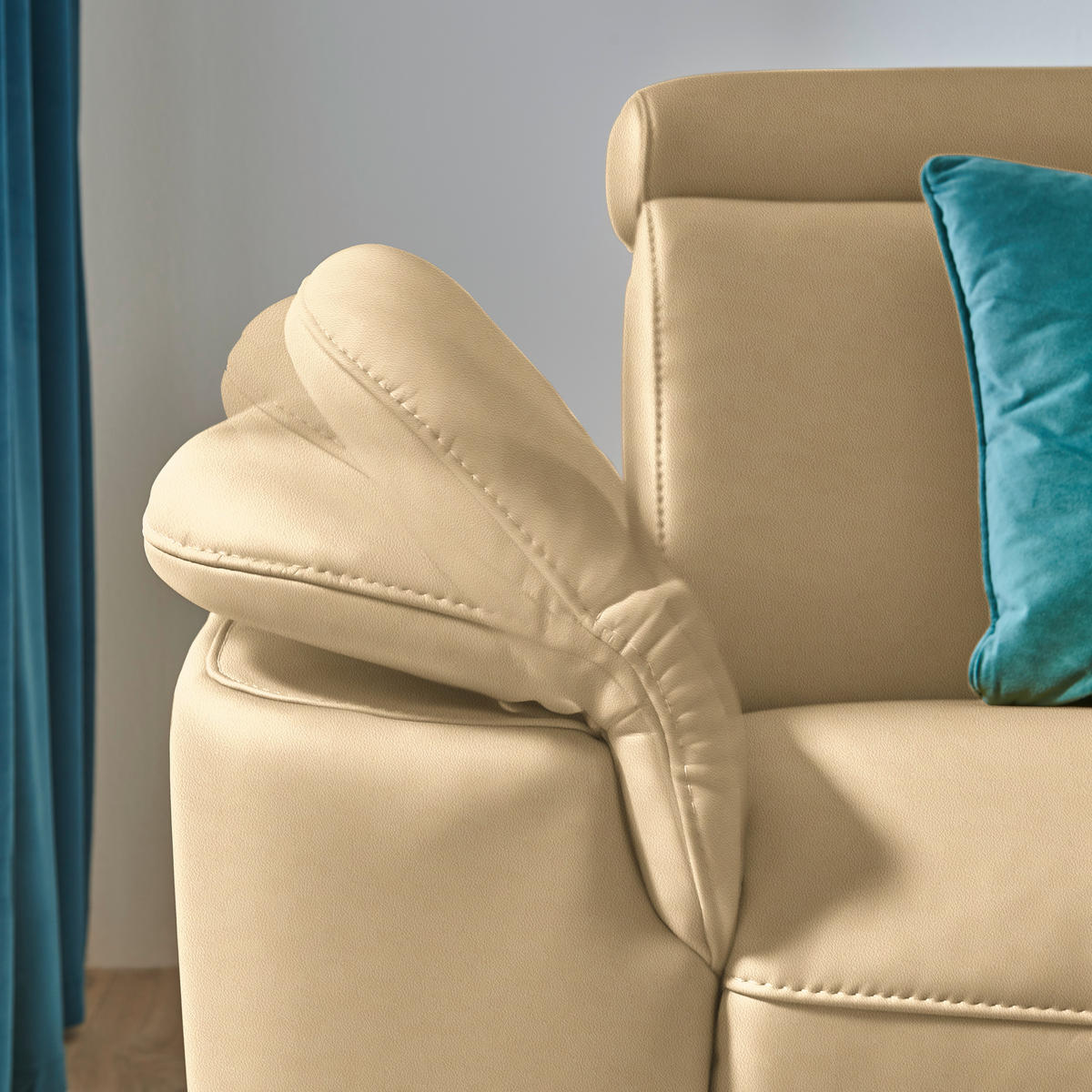 ECKSOFA in Echtleder Beige  285/239 cm  - Beige/Schwarz, Design, Leder/Metall (285/239cm) - Cantus