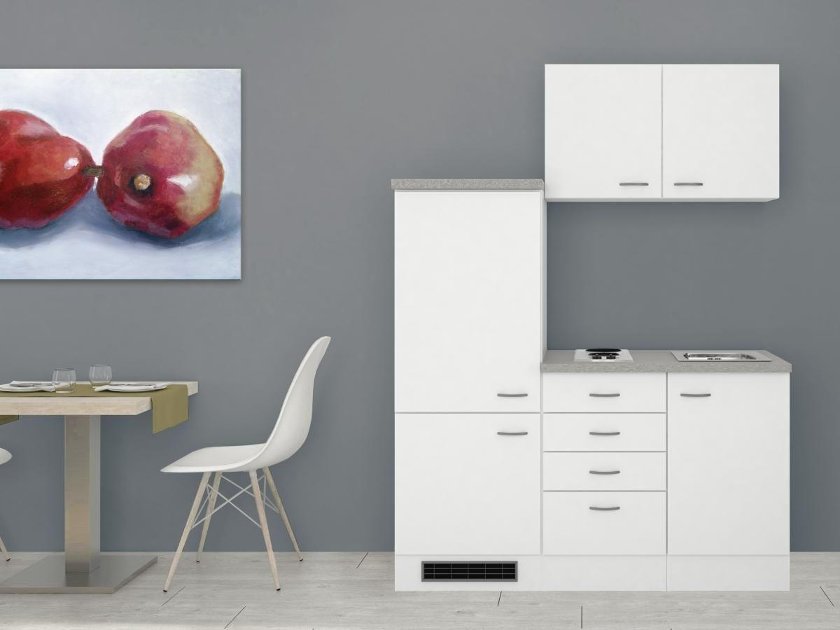 KÜCHENBLOCK 160 cm   in Weiß  - Edelstahlfarben/Hellgrau, MODERN, Holzwerkstoff/Kunststoff (160cm) - FlexWell