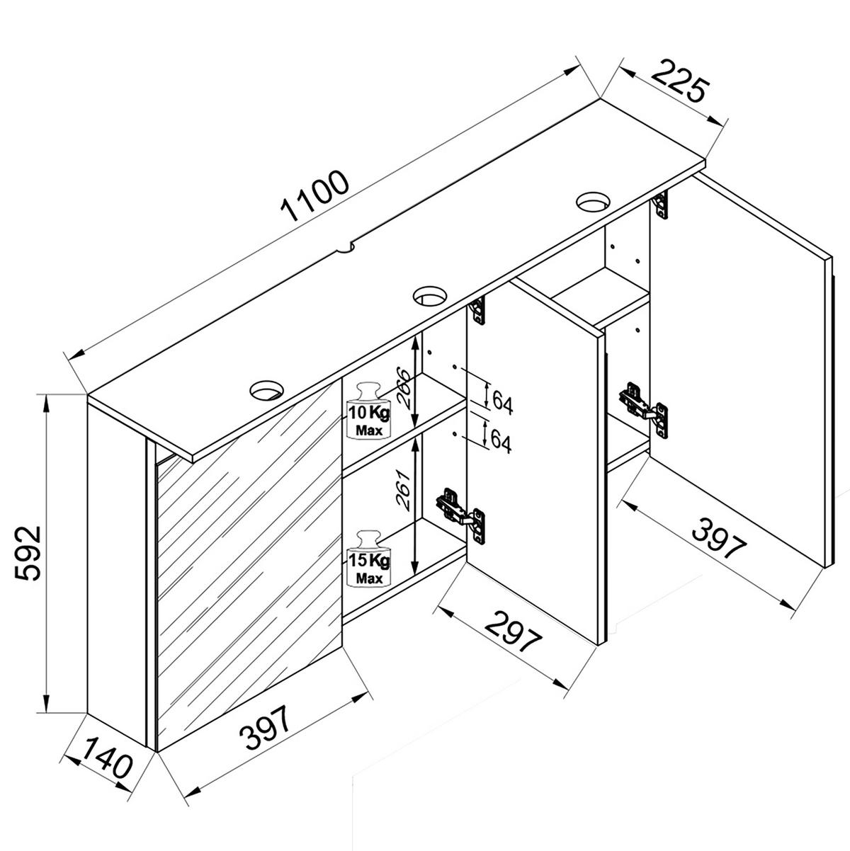 SPIEGELSCHRANK 110/59/23 cm  - Honigeiche/Anthrazit, Trend, Glas/Holzwerkstoff (110/59/23cm) - MID.YOU