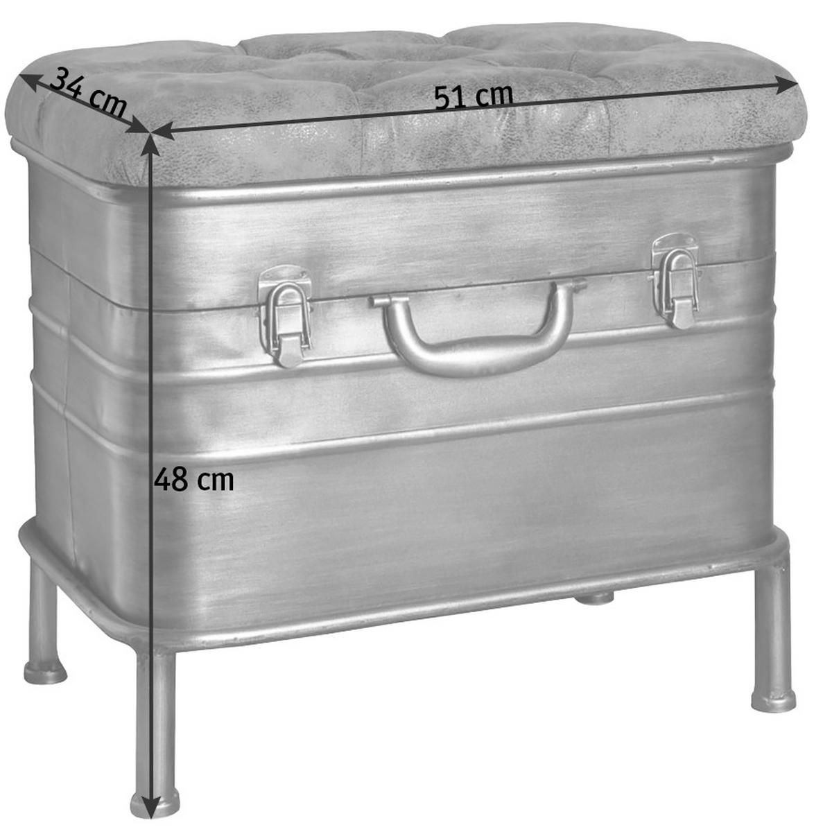 SITZBANK 51/48/34 cm Lederlook Anthrazit, Braun  - Anthrazit/Braun, Design, Textil/Metall (51/48/34cm) - Carryhome