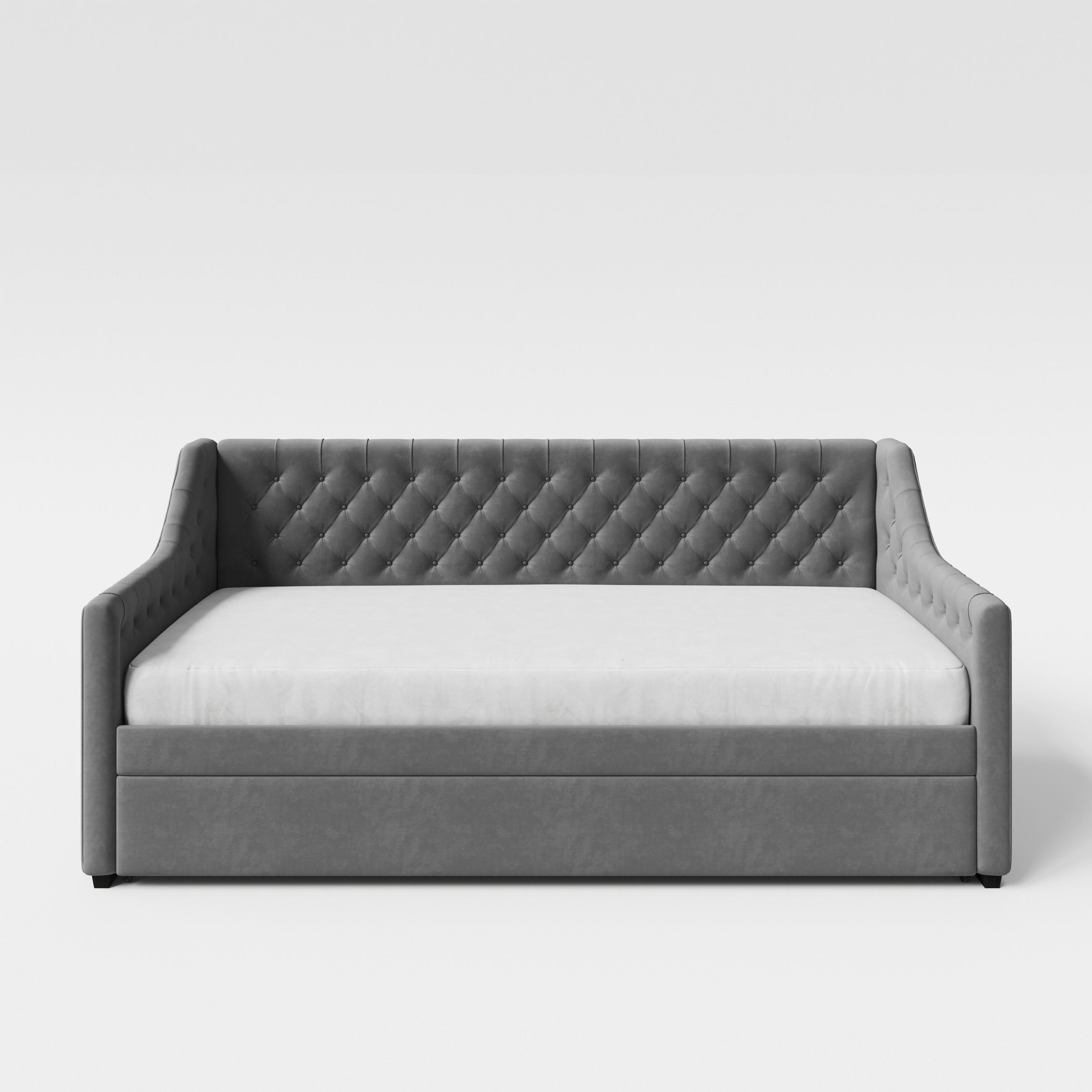 SCHLAFSOFA Samt Anthrazit  - Anthrazit, LIFESTYLE, Holz/Textil (110/97/210cm) - MID.YOU