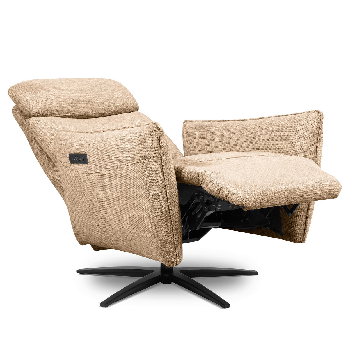 RELAXSESSEL in Textil Sandfarben  - Sandfarben/Schwarz, Design, Textil/Metall (77/107/88cm) - Livetastic