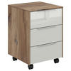 ROLLCONTAINER Hellgrau, Eiche dunkel  - Eiche dunkel/Silberfarben, KONVENTIONELL, Glas/Holzwerkstoff (40/61/50cm) - Voleo