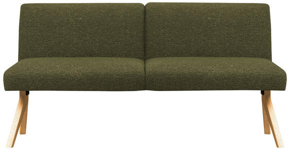 SITZBANK 160/85/69 cm Webstoff Grün Eiche vollmassiv  - Eichefarben/Grün, KONVENTIONELL, Holz/Textil (160/85/69cm) - Linea Natura