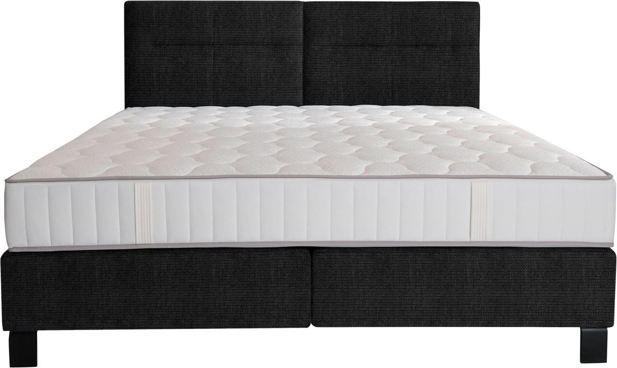 BOXSPRINGBETT 160/220 cm  in Graphitfarben  - Schwarz/Graphitfarben, KONVENTIONELL, Textil/Metall (160/220cm) - Esposa