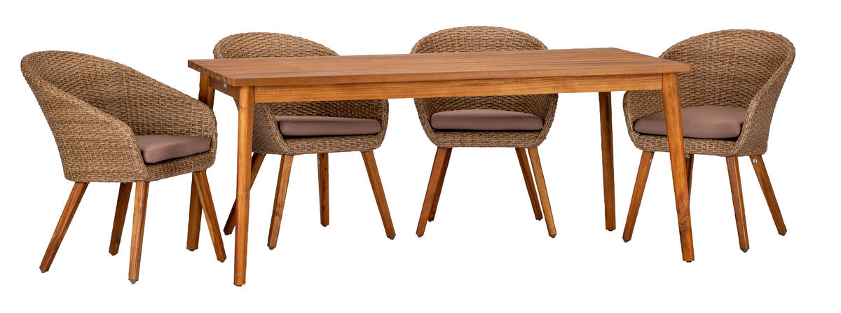 ZAHRADNÍ SESTAVA dřevo, kov, plast, textil - barvy teak/barvy akácie, Basics, kov/dřevo (180/90/76cm) - Gardenson