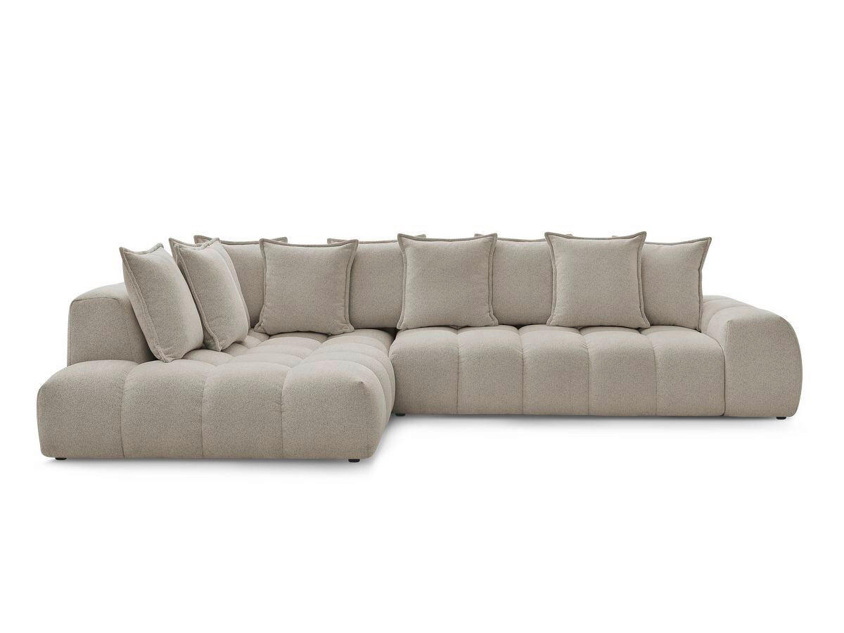 ECKSOFA Ottomane links  EVEREST Taupe Flachgewebe  - Taupe/Schwarz, MODERN, Kunststoff/Textil (210/352cm)