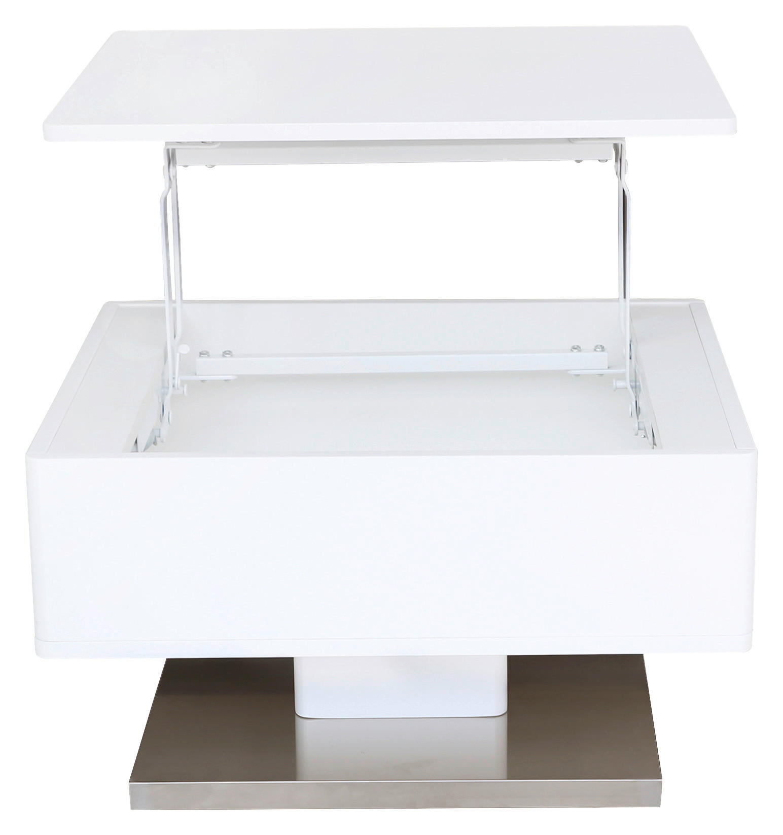 KONFERENČNÍ STOLEK, bílá, barvy nerez oceli, kov, kompozitní dřevo, 60/70/40,5 cm - bílá/barvy nerez oceli, Design, kov/kompozitní dřevo (60/70/40,5cm) - Carryhome
