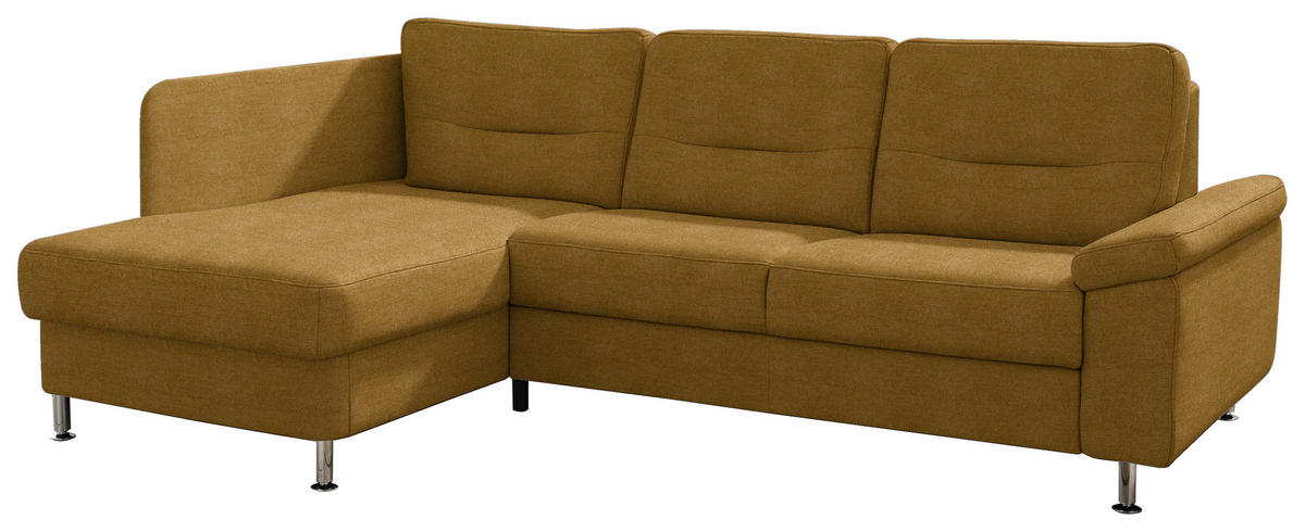 ECKSOFA Flachgewebe Currygelb  - Currygelb/Alufarben, Konventionell, Textil/Metall (160/244cm) - Beldomo Comfort