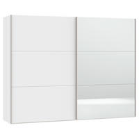 SCHWEBETÜRENSCHRANK  in Weiß  - Edelstahlfarben/Weiß, Design, Glas/Holzwerkstoff (253/195/65cm) - Boxxx