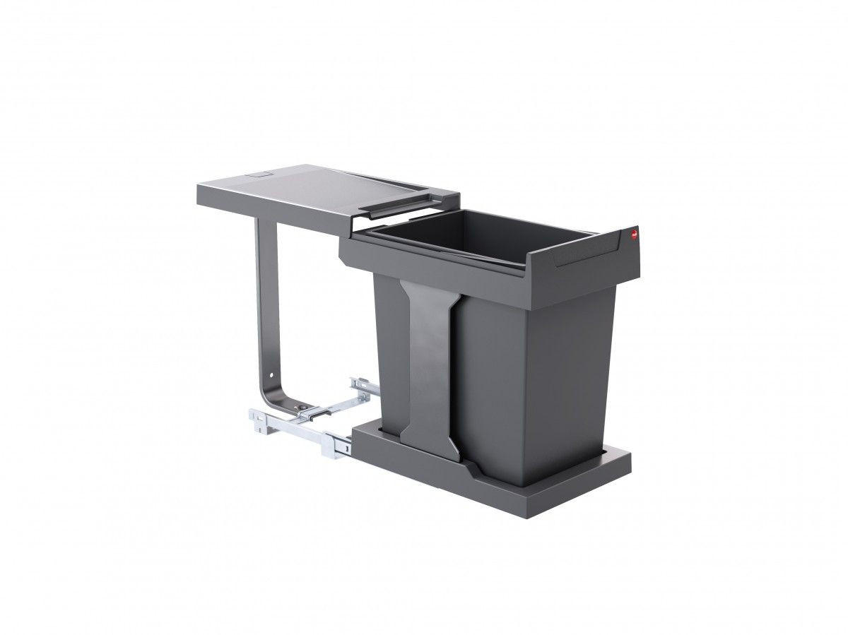 EINBAUABFALLSAMMLER 20 l  Metall  - Dunkelgrau/Anthrazit, Basics, Kunststoff/Metall (24,5/39,6/43,5cm) - HKT