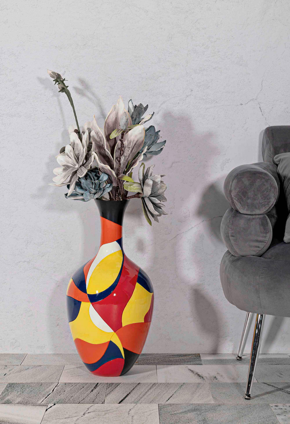 Vase Rubic  - Gelb/Rot, Basics, Kunststoff (29/59/29cm)