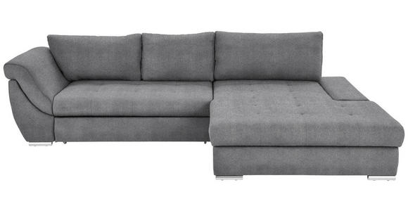 ECKSOFA Hellgrau Flachgewebe Rückenkissen, Bettkasten, Schlaffunktion, Rücken echt, Liegefläche im Originalstoff  - Silberfarben/Hellgrau, Design, Textil/Metall (306/174cm) - Carryhome