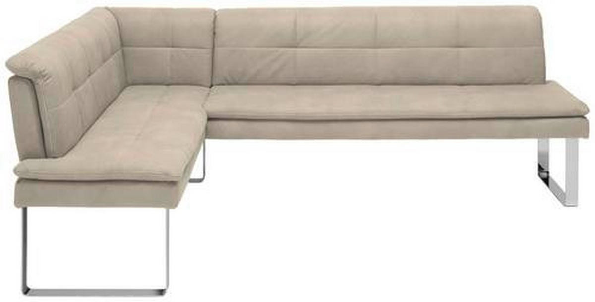 ECKBANK 174/253 cm Mikrofaser Chromfarben, Sandfarben Metall   - Sandfarben/Chromfarben, Design, Textil/Metall (174/253cm) - Novel