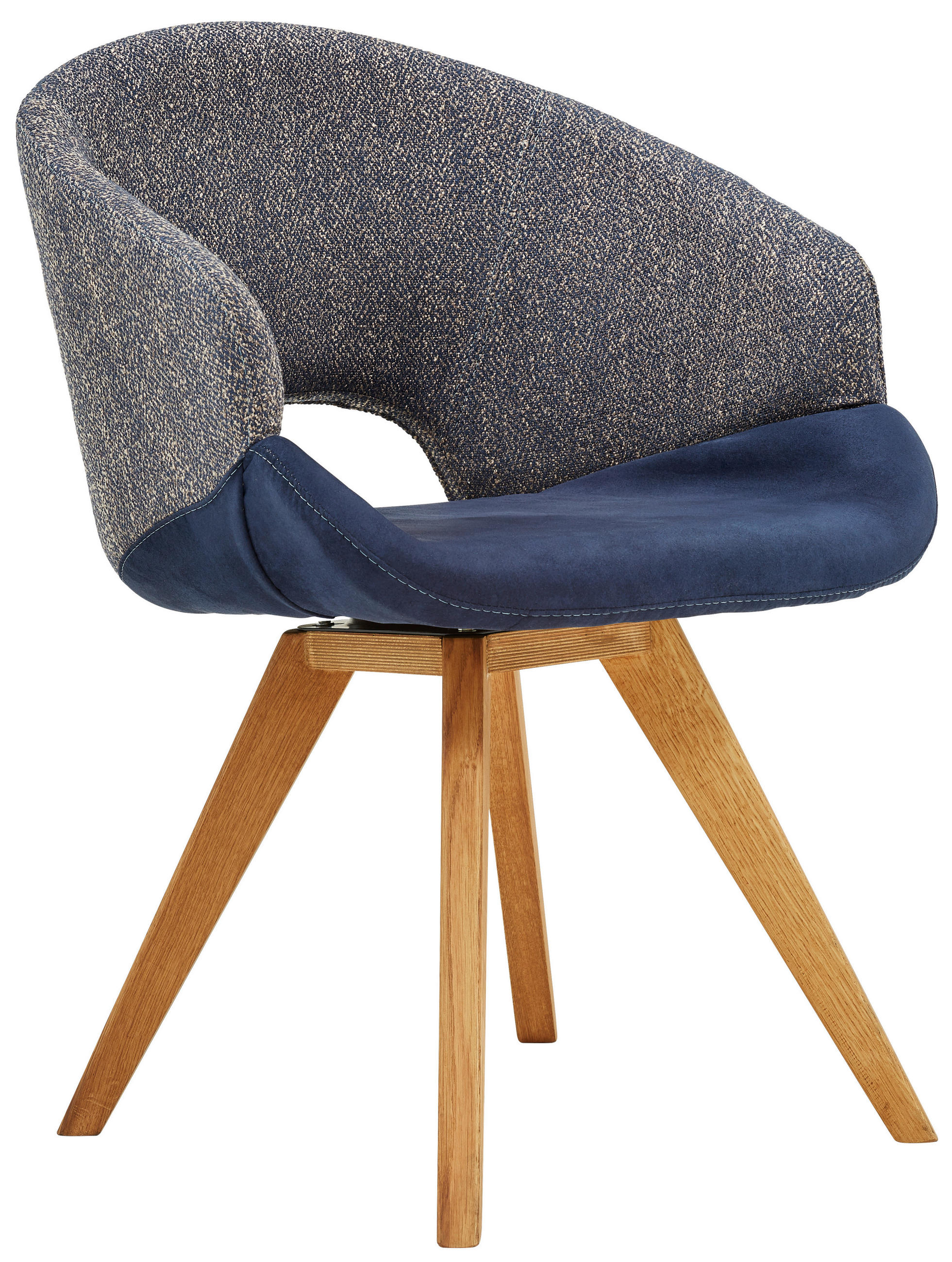 ARMLEHNSTUHL  in Webstoff  - Blau/Eichefarben, Design, Holz/Textil (58/83/59cm) - Linea Natura