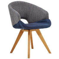 ARMLEHNSTUHL  in Webstoff  - Blau/Eichefarben, Design, Holz/Textil (58/83/59cm) - Linea Natura