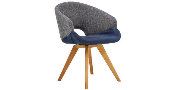 ARMLEHNSTUHL  Stoffauswahl, Typenauswahl Webstoff  - Blau/Eichefarben, Design, Holz/Textil (58/83/59cm) - Linea Natura