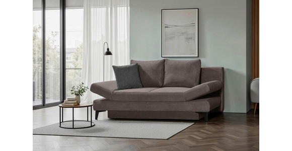 SCHLAFSOFA Cord Taupe  inkl. Bettkasten, Schlaffunktion, Armteilverstellung  - Taupe/Schwarz, Design, Textil/Metall (200/85/90cm) - Novel