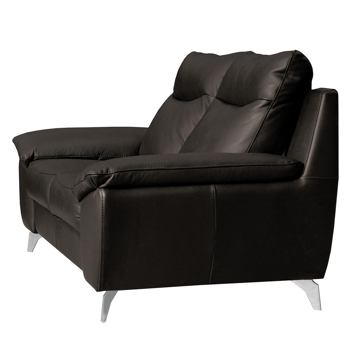 2,5-SITZER 216/95/96 cm PERLE in Echtleder Dunkelbraun   - Chromfarben/Dunkelbraun, Design, Leder/Metall (216/95/96cm) - Livetastic