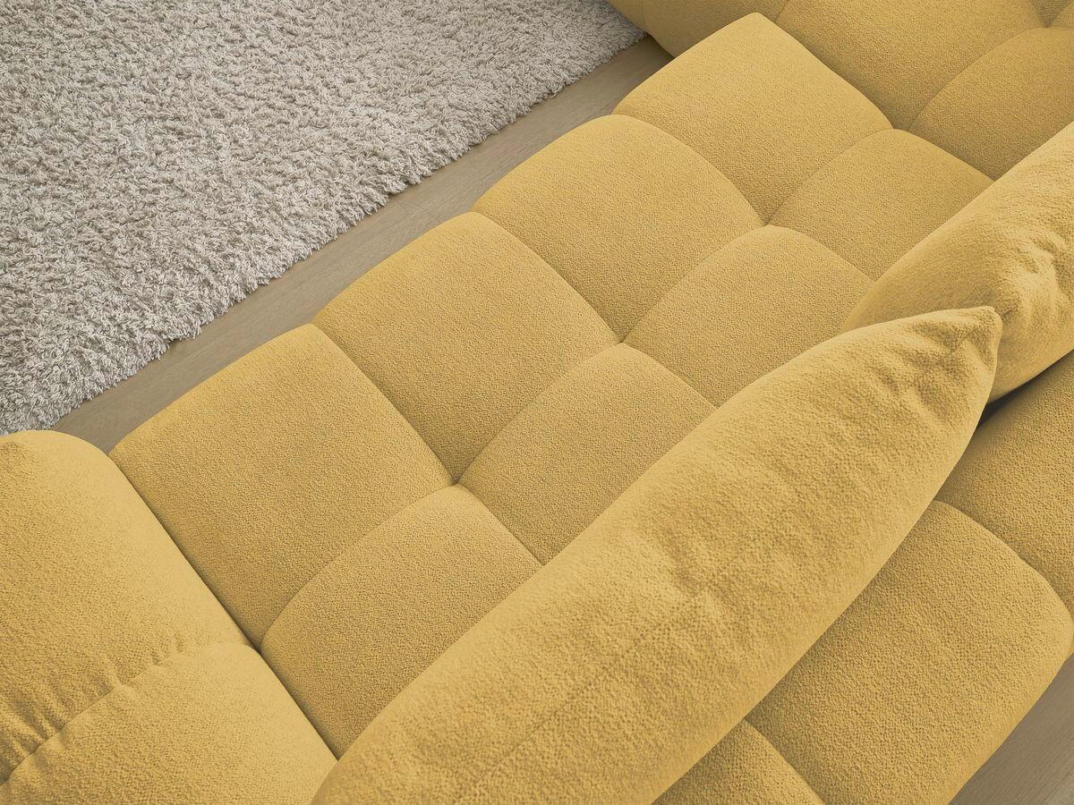 ECKSCHLAFSOFA EVEREST  mit Rücken echt, Armteil links, Armteil rechts Flachgewebe Gelb  - Gelb/Schwarz, MODERN, Kunststoff/Textil (320/212cm)