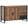 SIDEBOARD Mangoholz massiv Braun, Naturfarben, Schwarz Einlegeboden, Rückwand, Füße  - Schwarz/Braun, Design, Holz/Holzwerkstoff (130/80/43cm) - Landscape