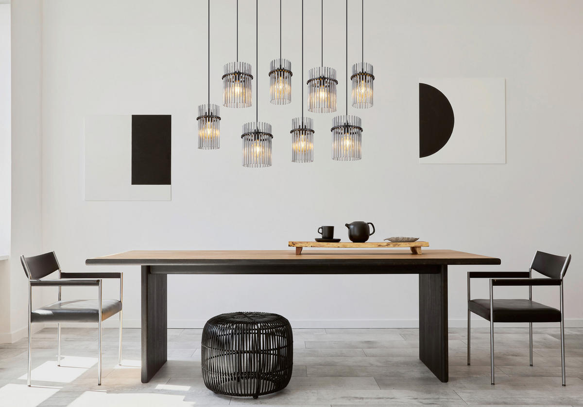 HÄNGELEUCHTE 110/38/125 cm    - Schwarz/Grau, Basics, Glas/Kunststoff (110/38/125cm) - Globo