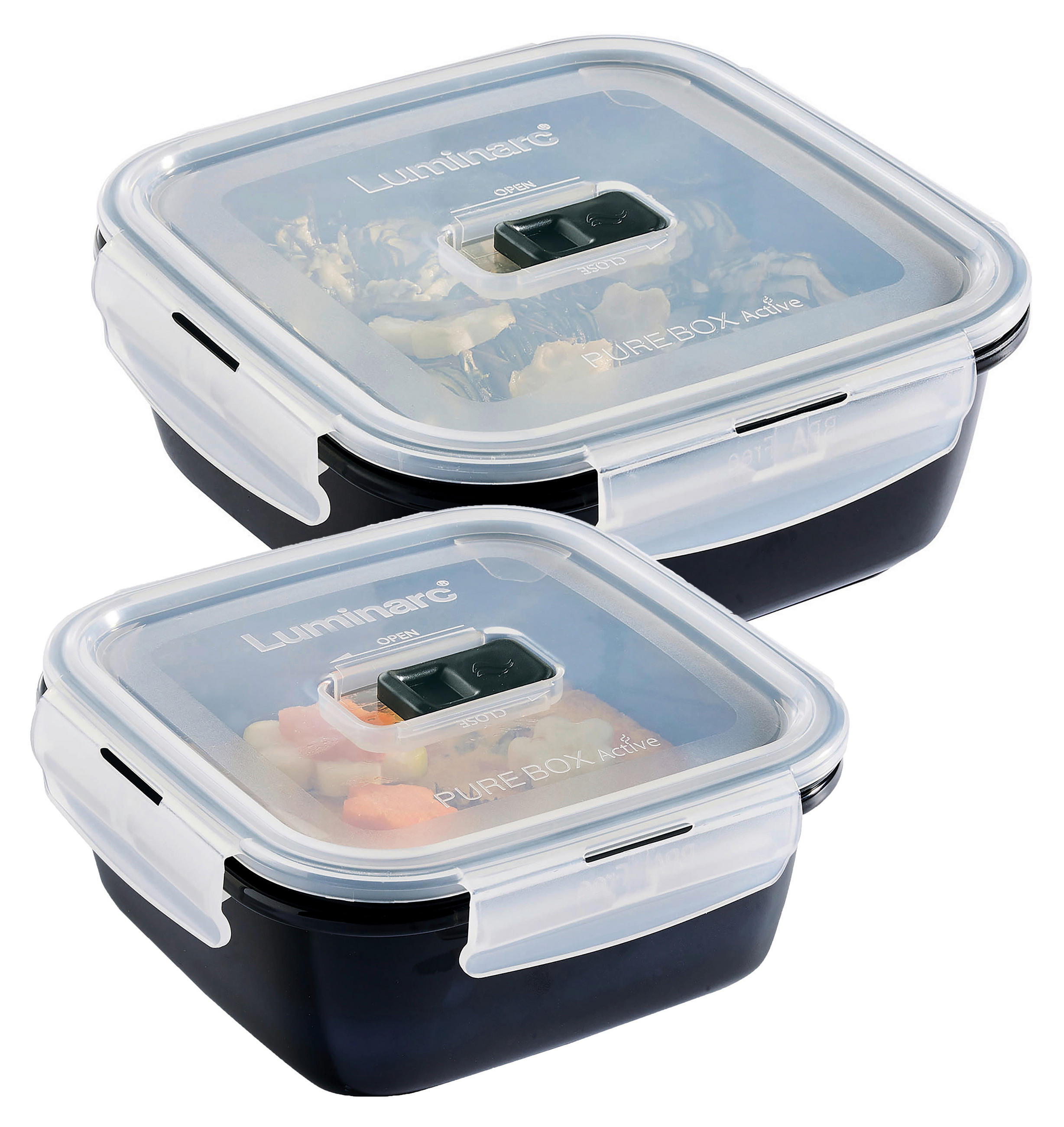 SADA DÓZ NA POTRAVINY 2dílné - černá/čiré, Basics, sklo - Creatable