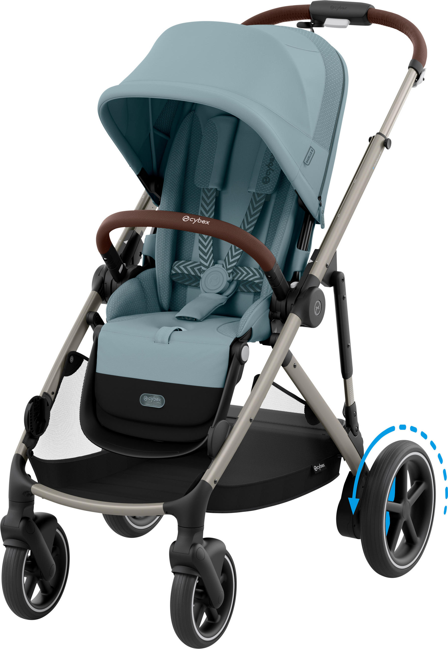 KINDERWAGEN E-GAZELLE S  - Taupe/Hellblau, Basics, Kunststoff/Metall (94.5-107,5/66/100cm) - Cybex
